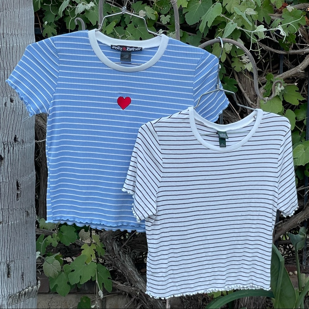 Wild Fable/ Hearts Ribbed Crop Top w/ Stripes XL